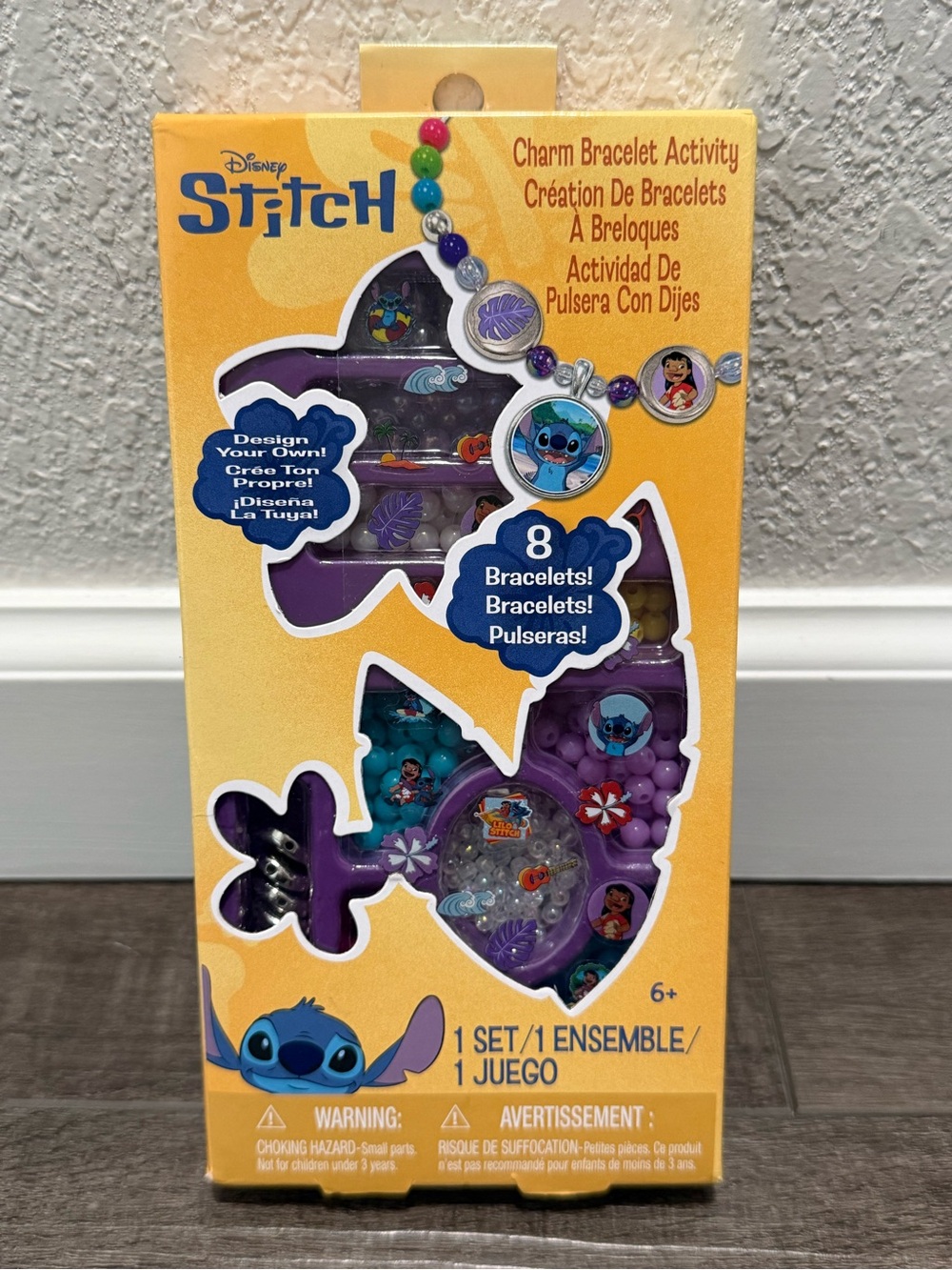 Disney Stitch Charm Bracelet Activity Set – 400+ Pieces – Make 8 Bracelets – NEW